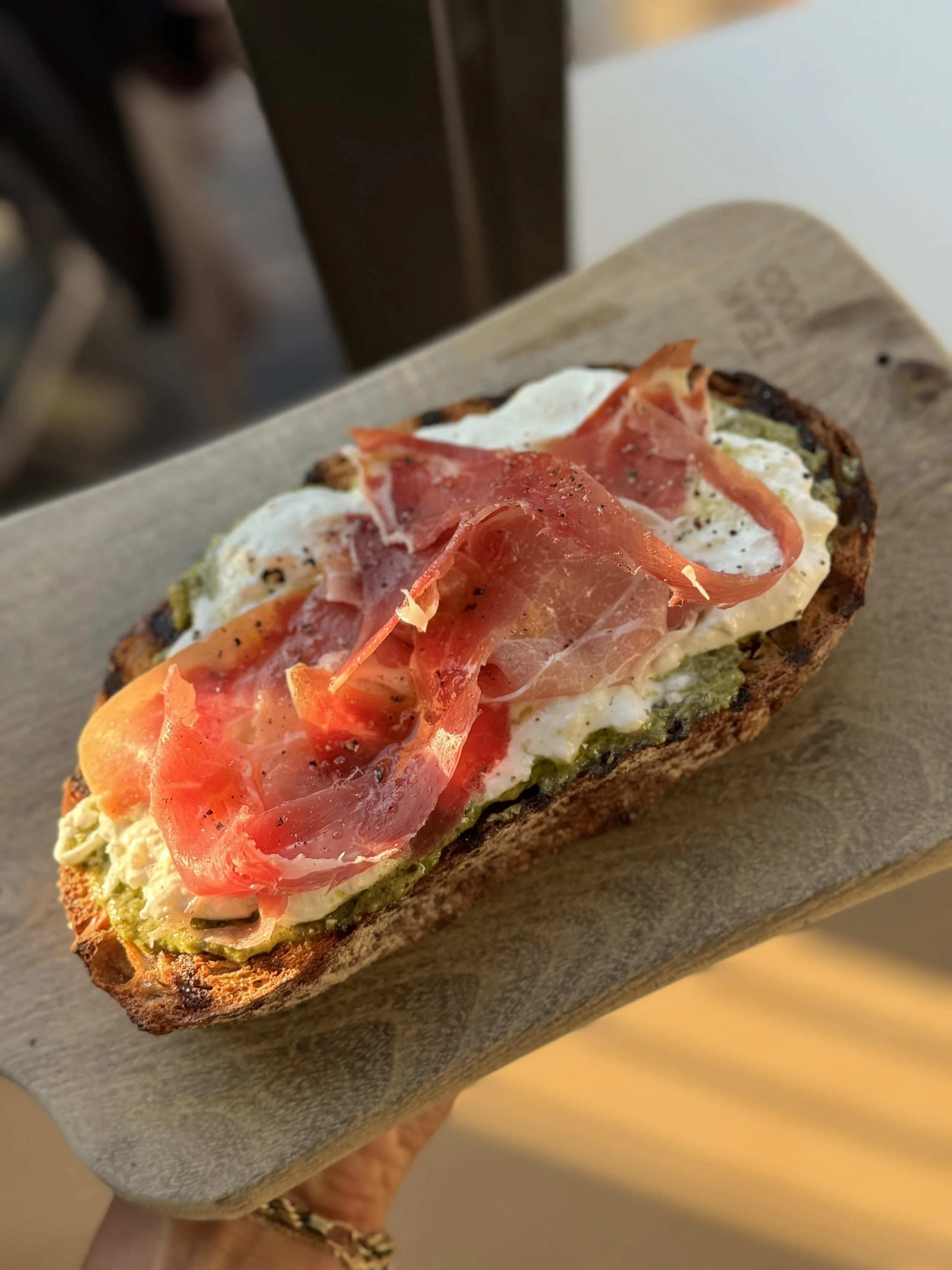 Serano & burrata toast