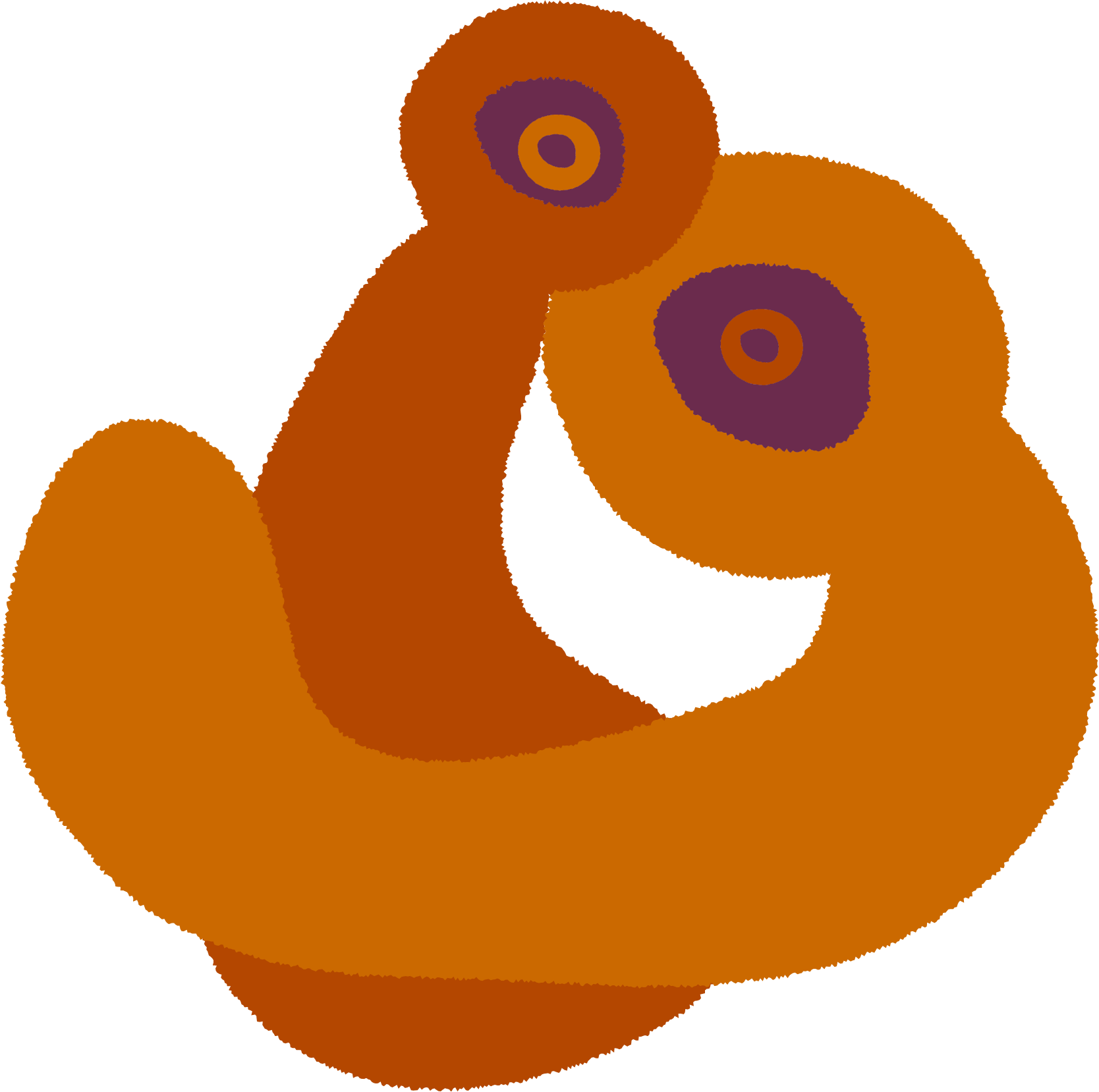 Abstract illustration of two brown figures hugging