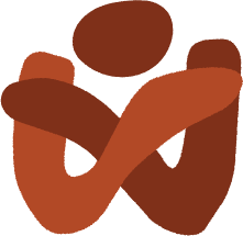An abstract illustration of a brown figure giving itself a hug