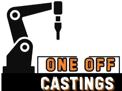 A robotic arm holding a screwdriver with the text 'ONE OFF CASTINGS' below it.