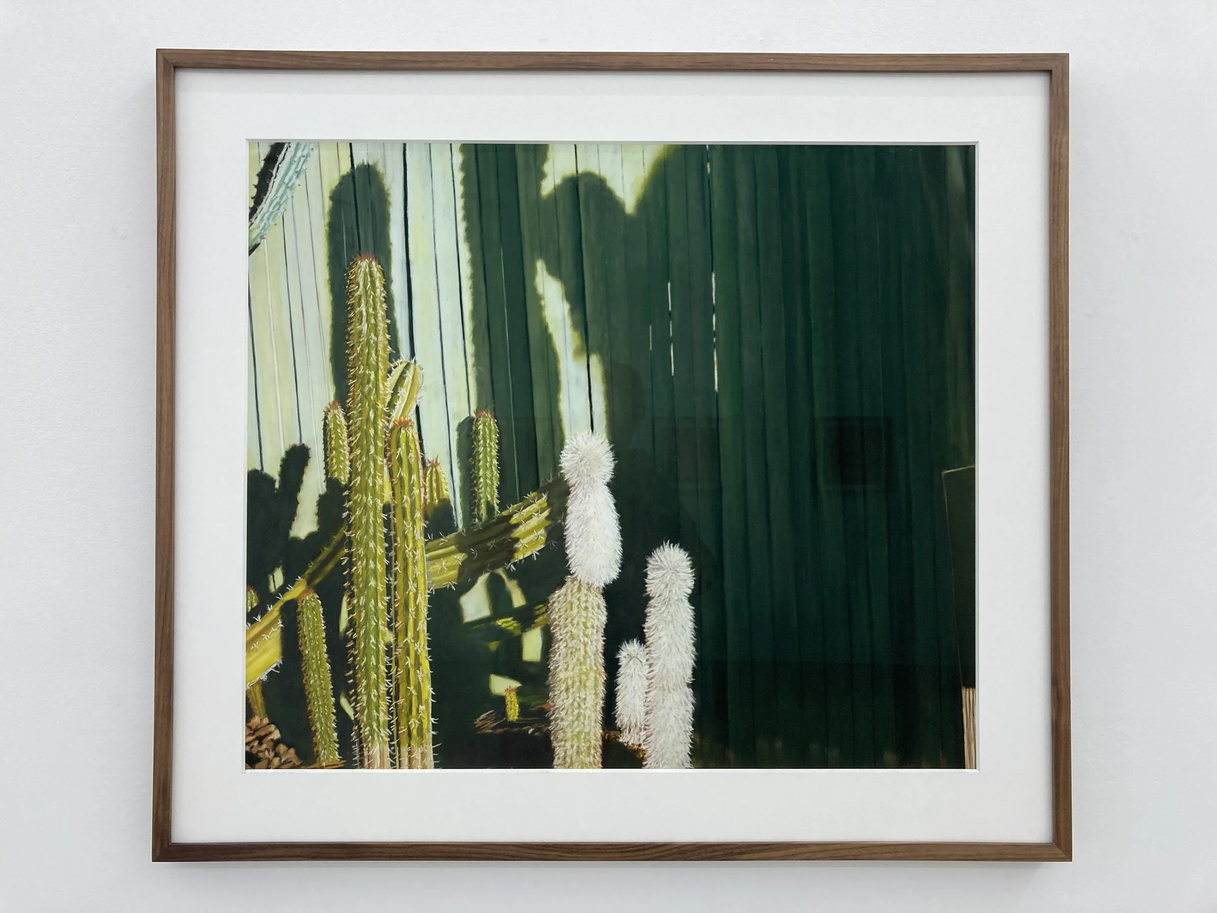 A Large Scale Walnut Frame w/ Triple Splines. Framing a pastel piece takes into consideration the challenges of this medium.
Carefully handling the art, while using anti static glazing prevents pastel from spreading throughout the mat and frame.