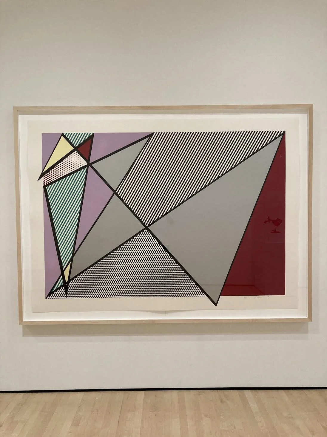 Roy Lichtenstein's Imperfect Series (1988), using 1" spacers on 2" Maple Frame Stock. These are large scale frames with dimensions up to 8' x 4'.