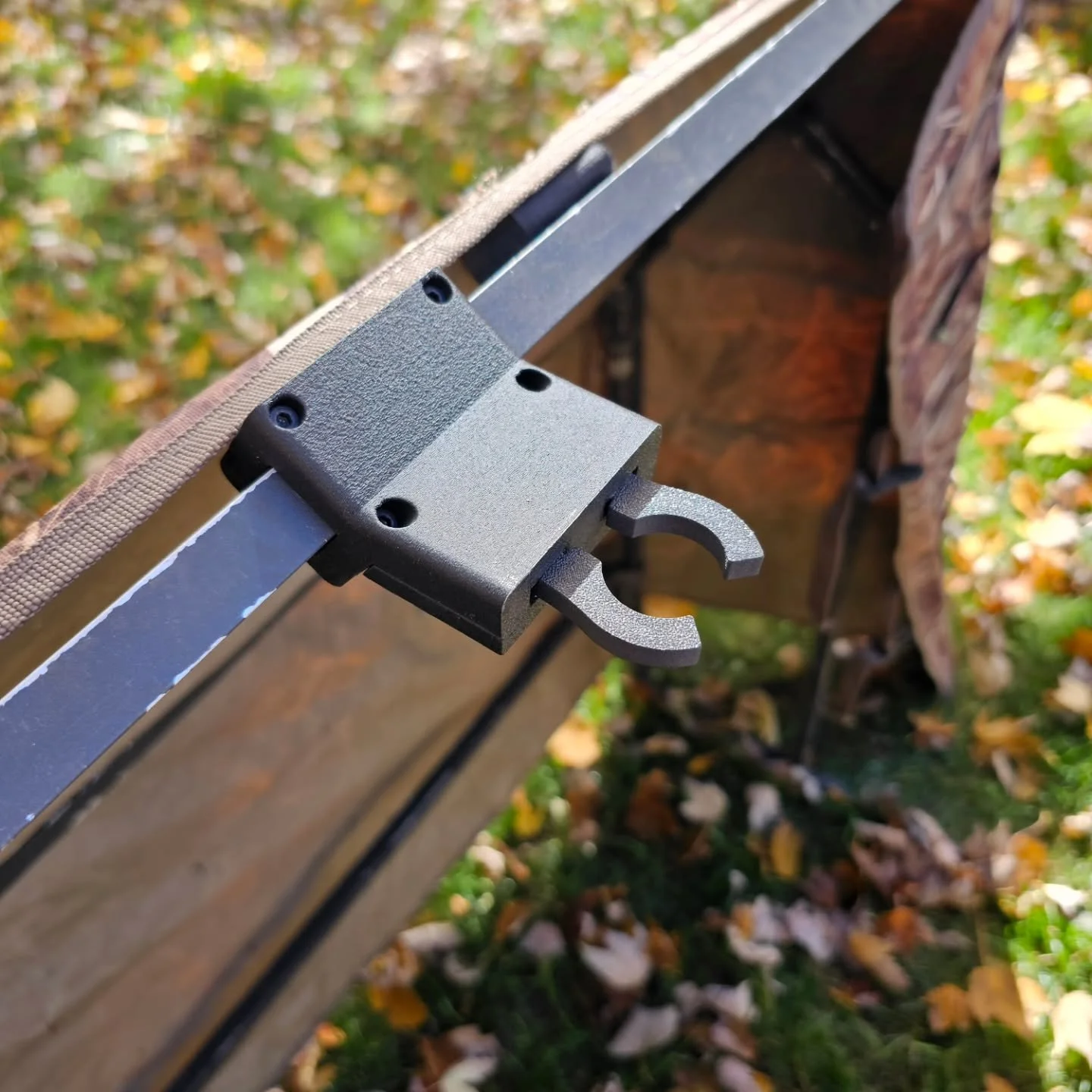 If you hunt from an A-frame.... is there any better safety improvement!?!? Secure your guns by lightly clicking them into place, allowing them to rest straight up and down. 

Need to get out hunting again to take a better photo lol

DM us if we dont 