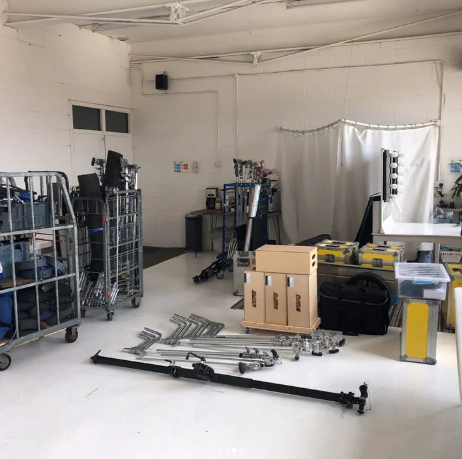Grip and lighting equipment packed and ready for delivery at Belfast Studio Rental