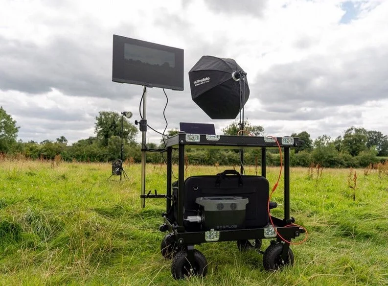 Profoto lighting and EcoFlow power cart set up for an on location shoot