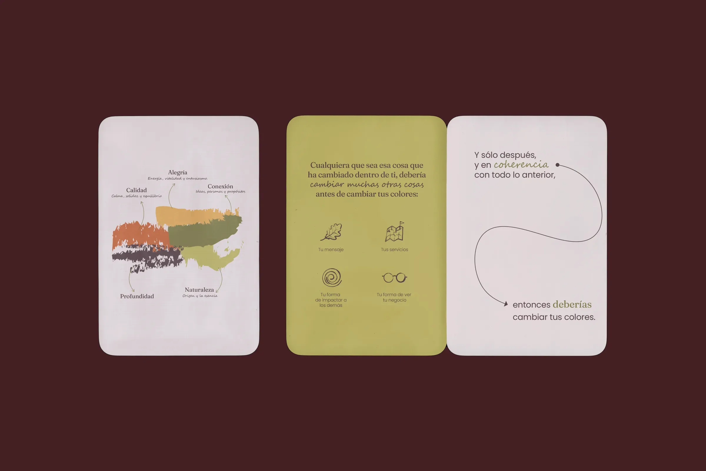 Tarjetas de Andrea Romano con ilustraciones en tonos tierra