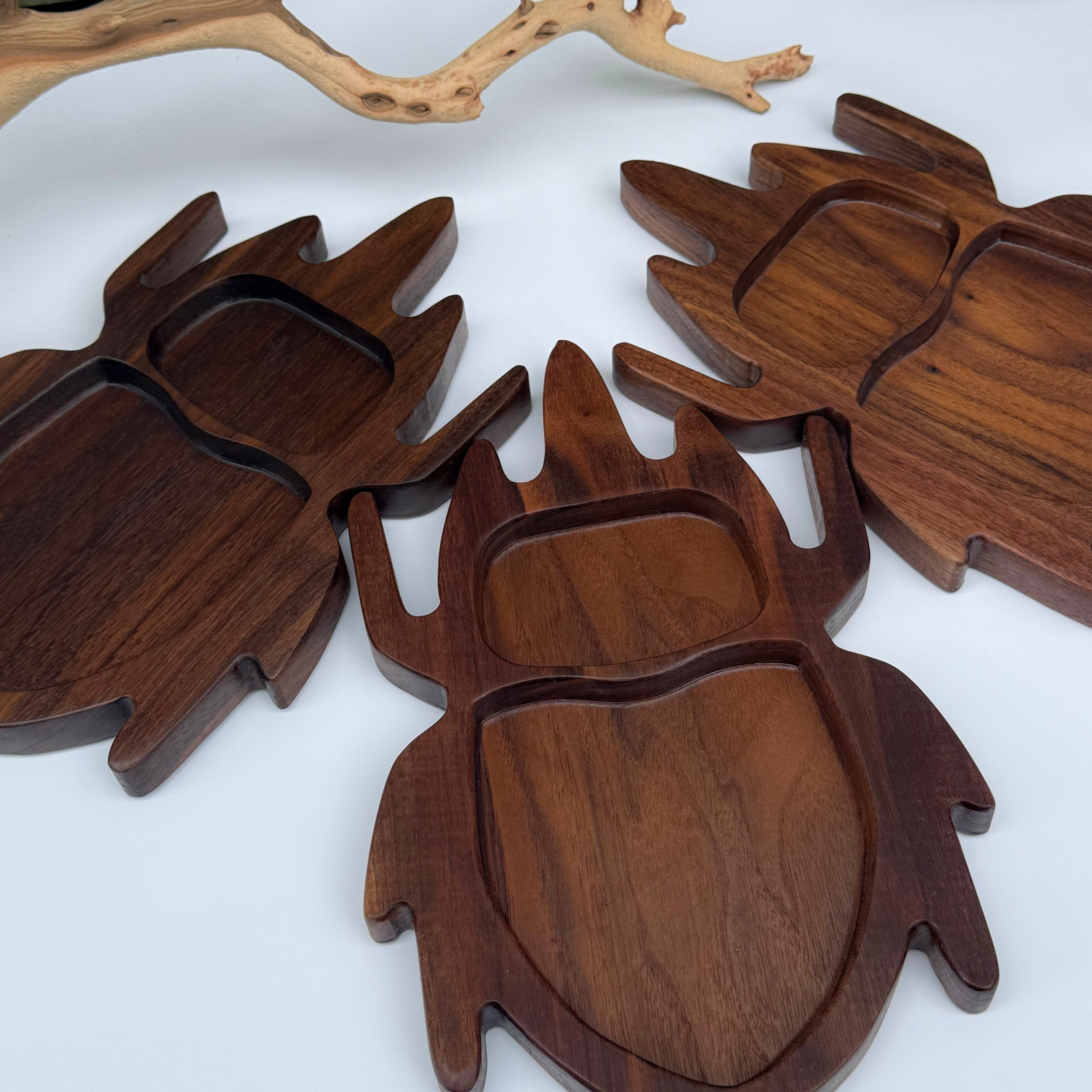 Walnut Three Horned Rhino Catch All Tray