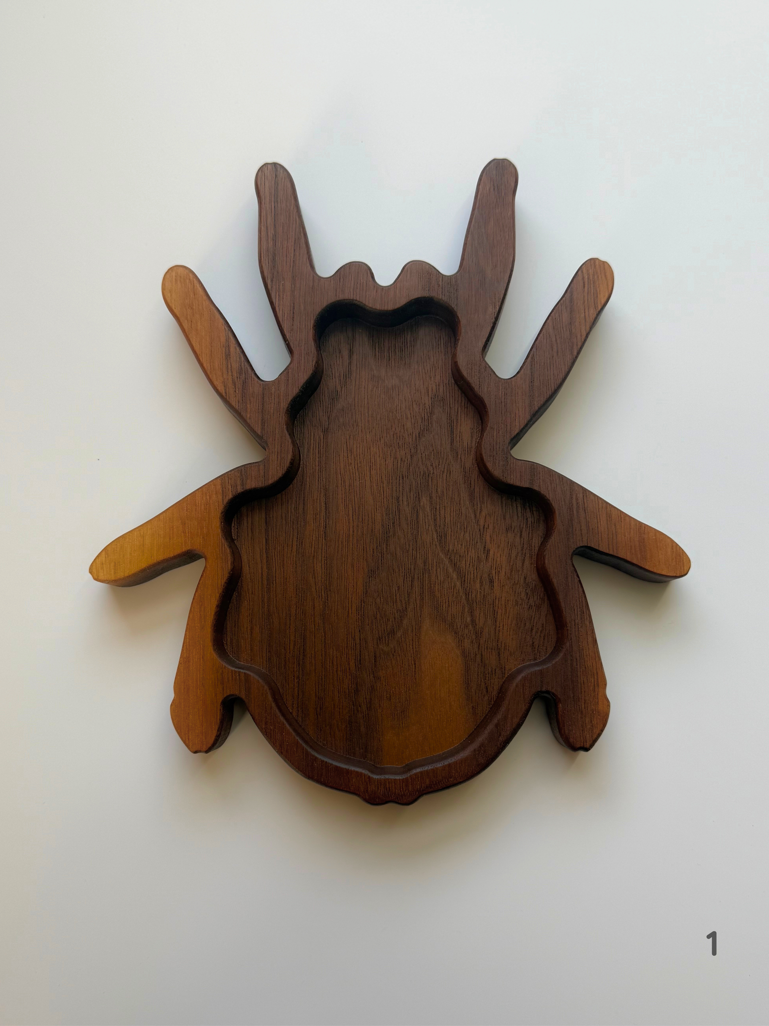 Walnut Spider Trinket Catch All Tray