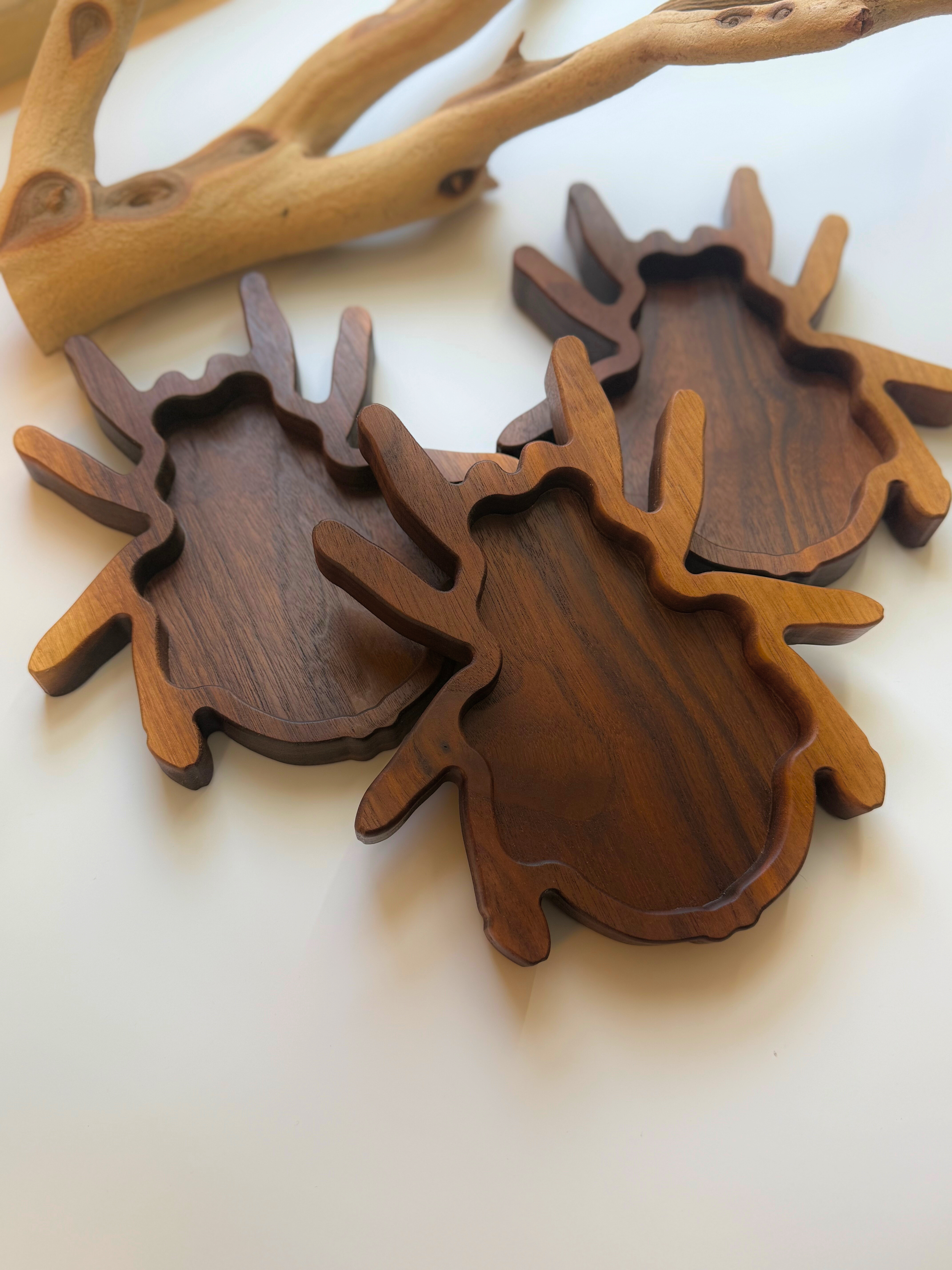 Walnut Spider Trinket Catch All Tray