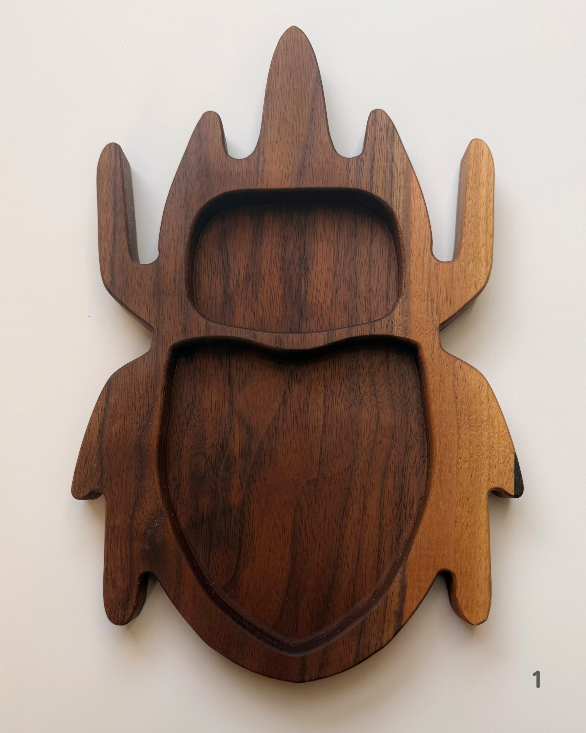 Walnut Three Horned Rhino Catch All Tray