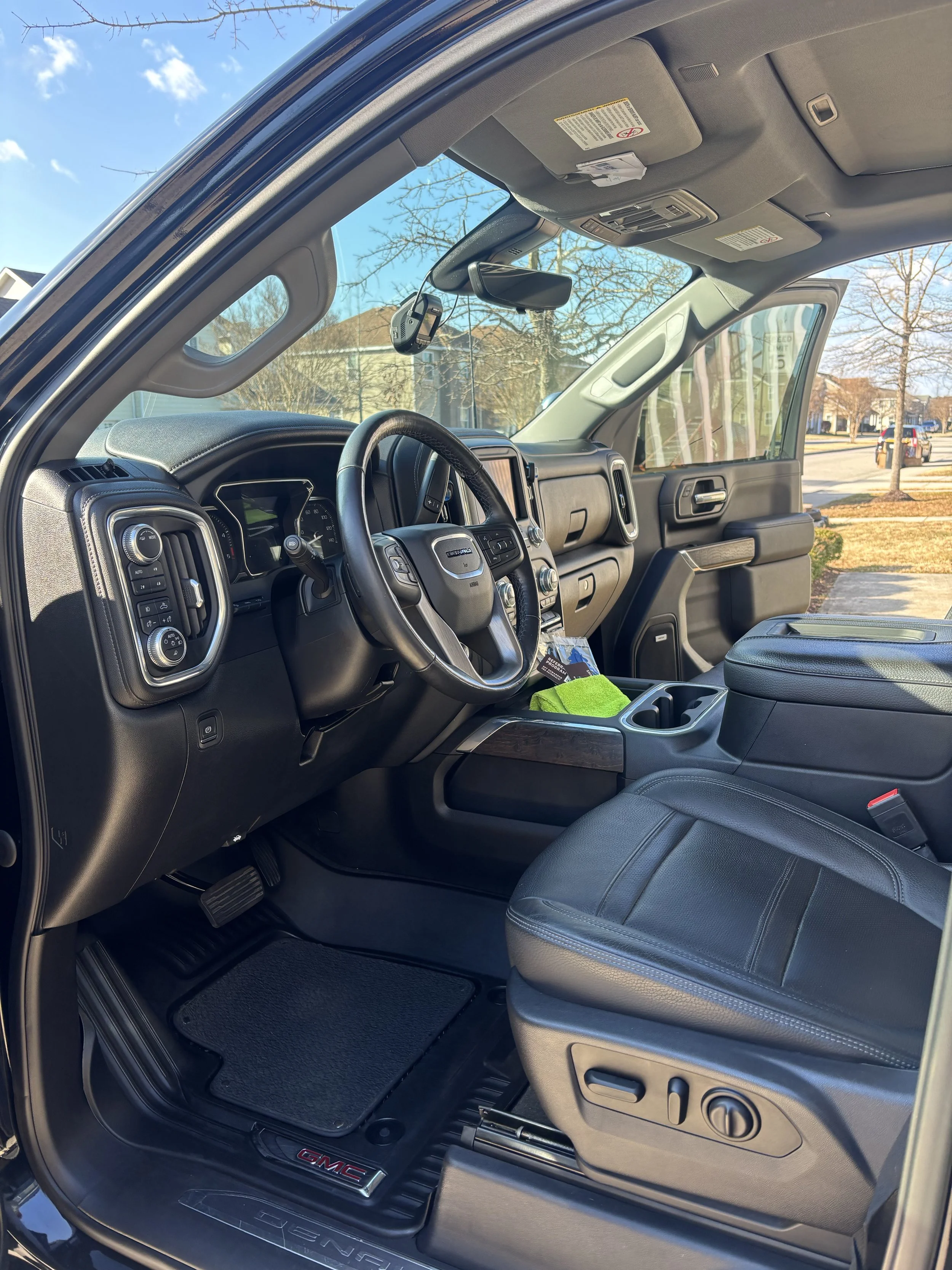 GMC Sierra Denali interior cleaned and restored by mobile detailing service in Hampton Roads