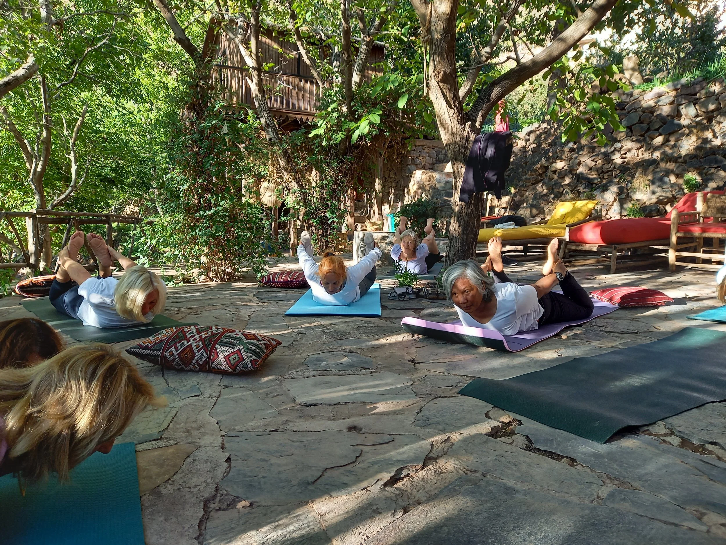 Retreat class practicing outside 