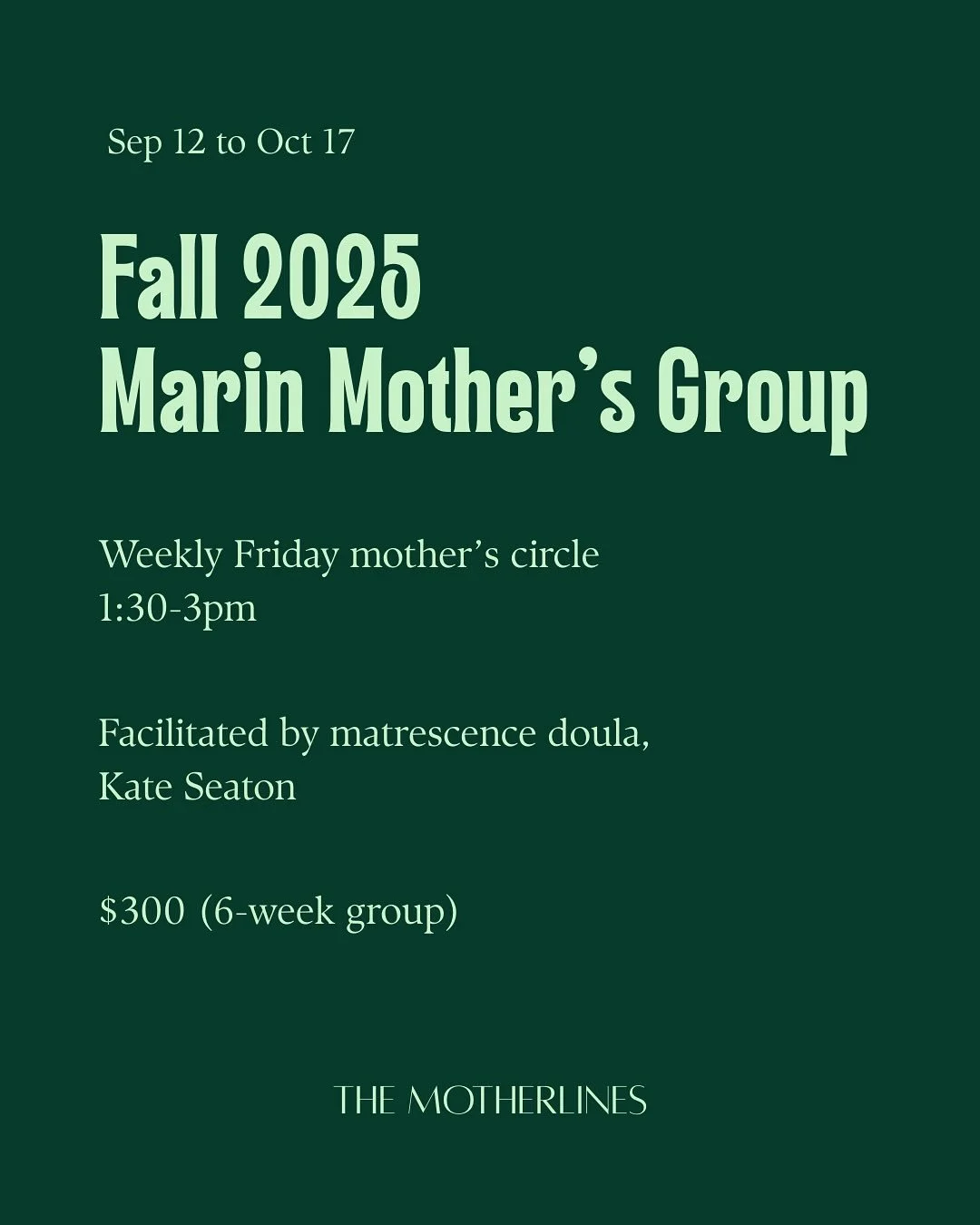 I made some changes to the Fall Mother&rsquo;s Group to offer more in-person connection and a simpler program. Details below. We start Friday September 12 and are a group of open-hearted women committed to creating a space to speak candidly about our