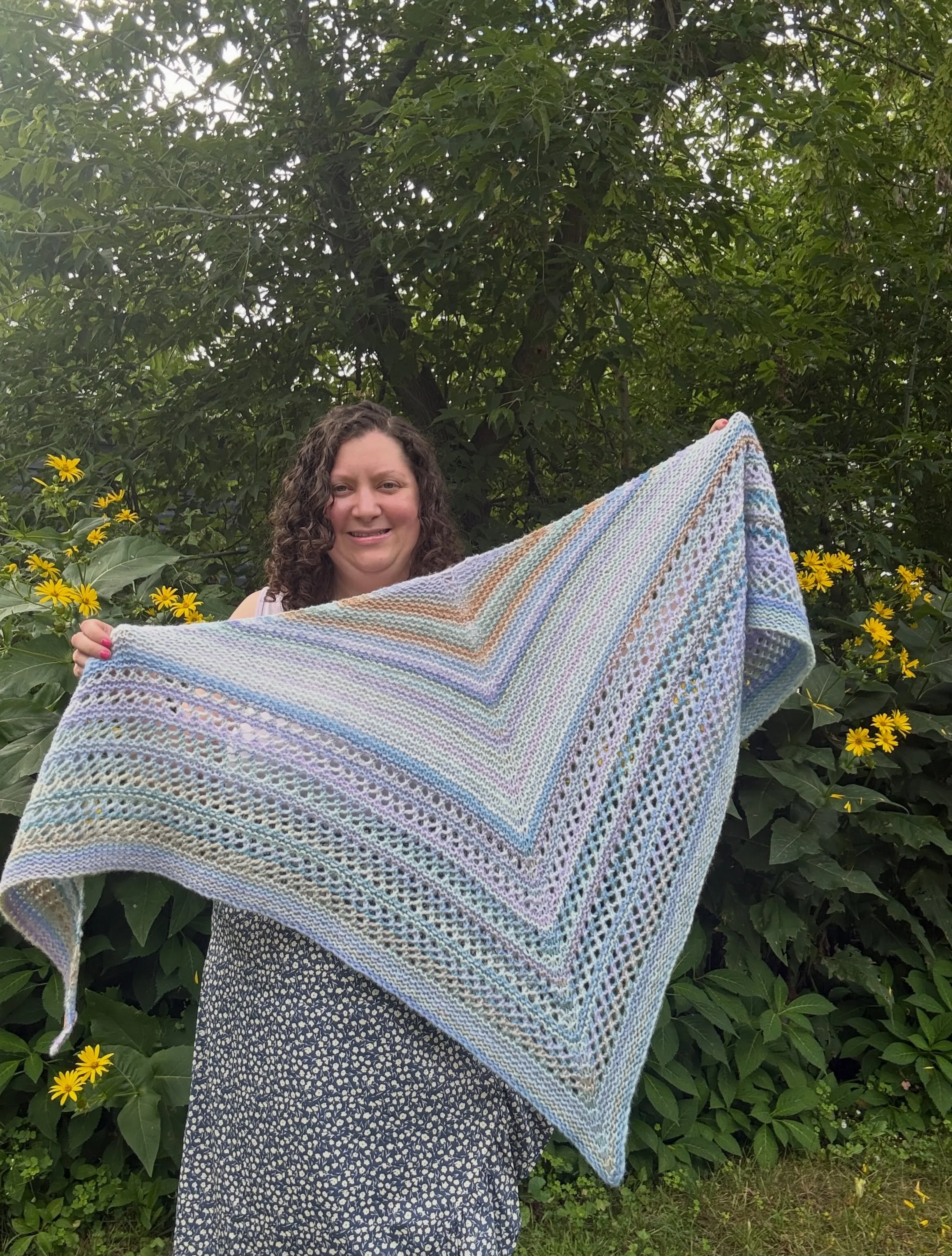 Remember Me Shawl

A design that came about whilst supporting a friend walking the path of caring for a loved one with Alzheimer&rsquo;s. 

The garter stitch is representative of all the memories you create over your lifetime, while the eyelets repre