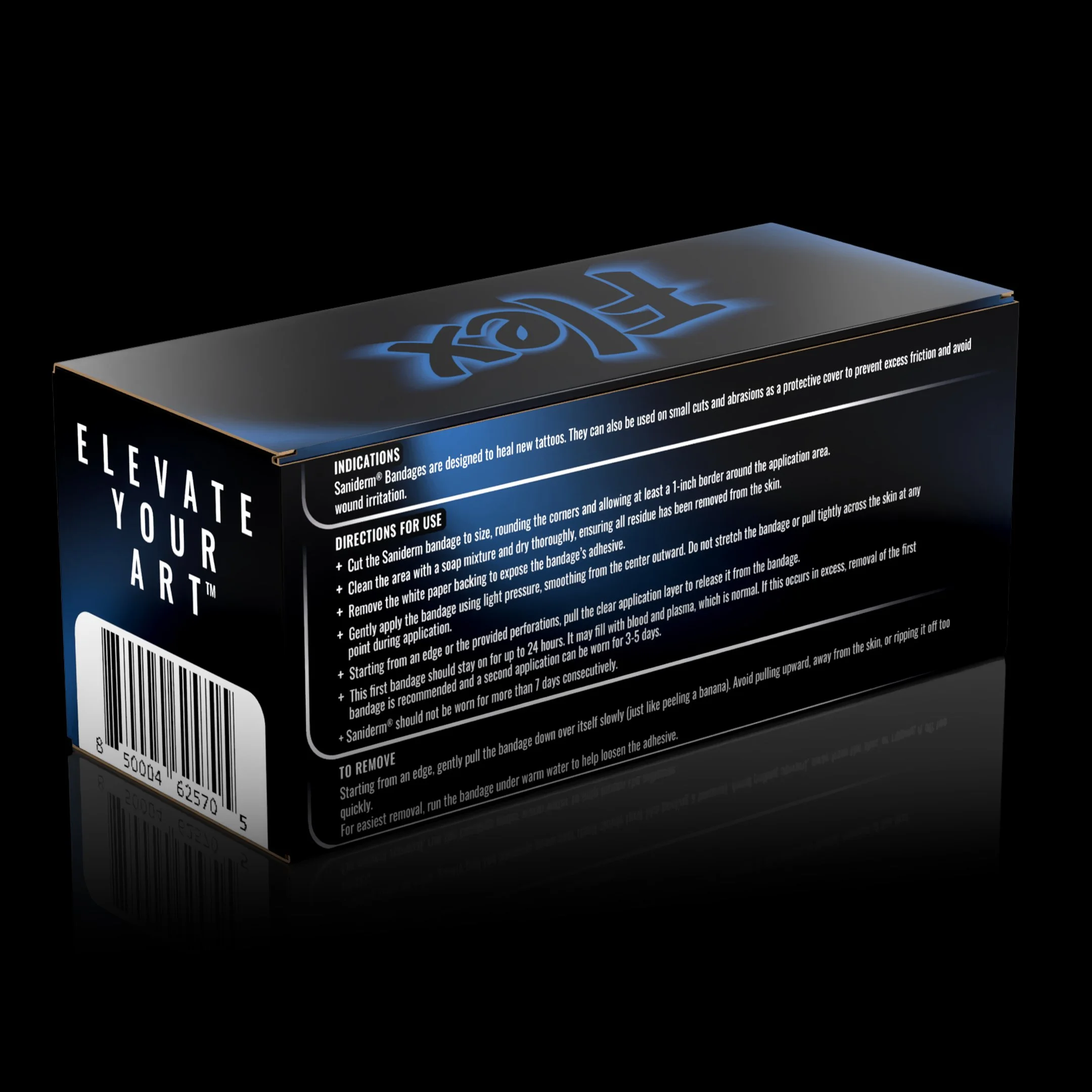 FLEX MATTE BANDAGE - MEDIUM (6 in x 8 yd) ROLL - BACK (ISOMETRIC) - BLACK BG.jpg