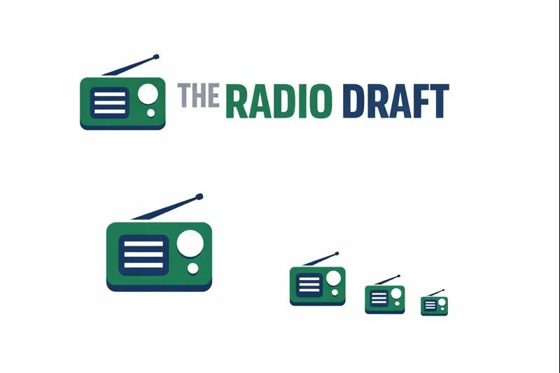 Logo featuring a stylized radio and the text 'The Radio Draft' with progressively smaller radio icons.