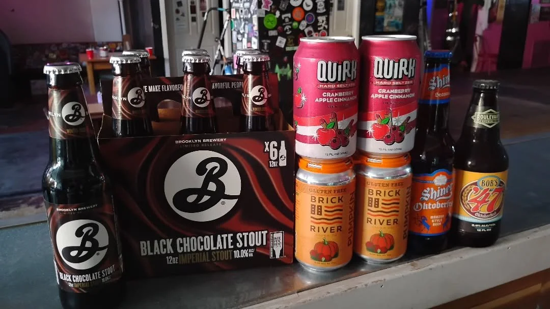Tis the season.  We have some great autumn selections today.  My all time fave 10% Brooklyn Black Imperial Chocolate Stout.  Brick River Pumpkin Spice Cider.  Shiner and Boulevard Oktoberfest.  Quirk Cranberry Apple Cinnamon.  Also...Malort is back.