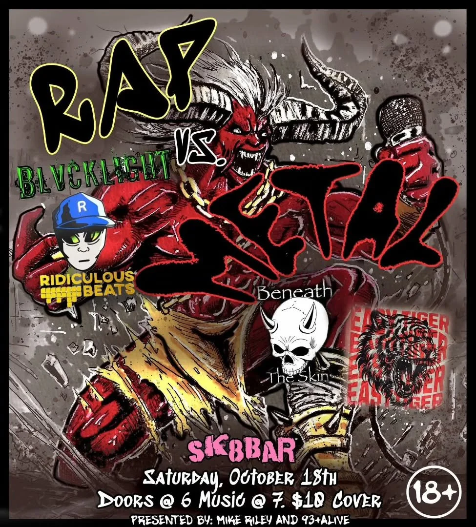 Tonight at Sk8bar!  This is going to be a big one.  Show up for a unique music experience!  Rap vs Metal.  7pm.