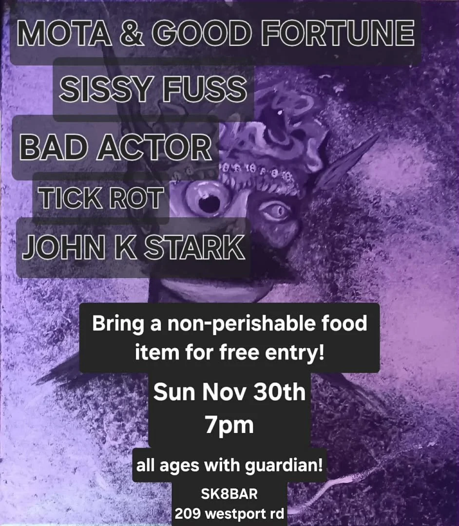 What a cool show coming up tomorrow night!! 6 great bands for a great cause.  Bring food donations for free entry!  7pm.