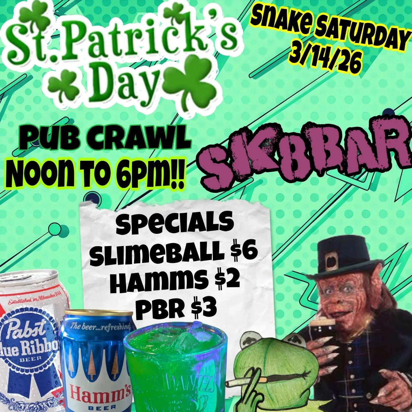 We're open today Noon to 6pm with drink specials!  Stick around for the Rock and Metal jam starting at 6pm.