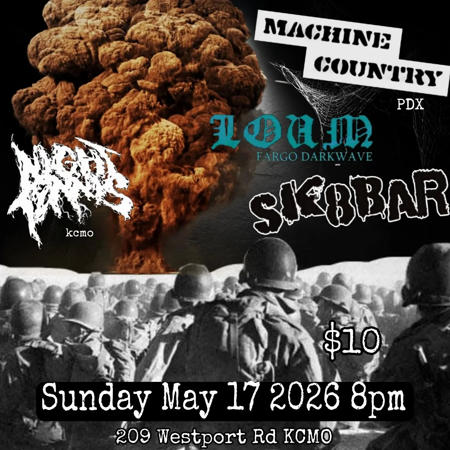 So ready for this one!  Machine Country is in KC!! Loum is in KC!! Locals Night Tennis are on the bill!!