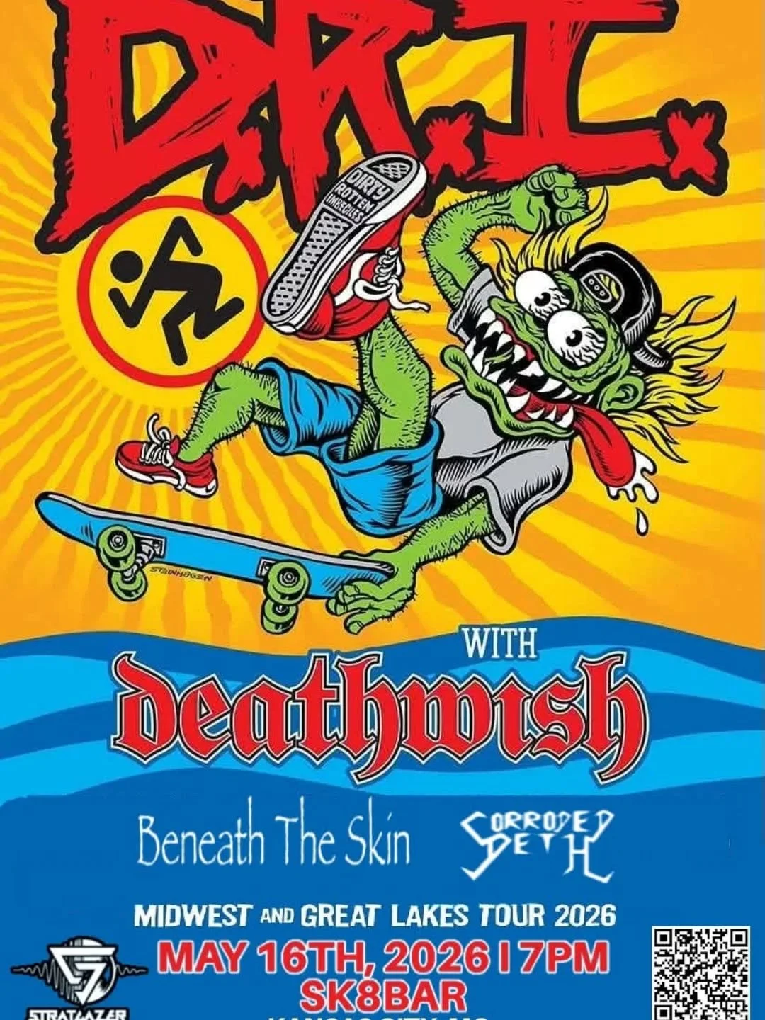 Just Announced: Yes it's true.  The Legendary DRI will be  coming to Sk8bar in KCMO!!! May 16th.  Deathwish will be touring with them!  Awesome locals Beneath the Skin and Corroded Deth will be on the show!  Presale tickets available!