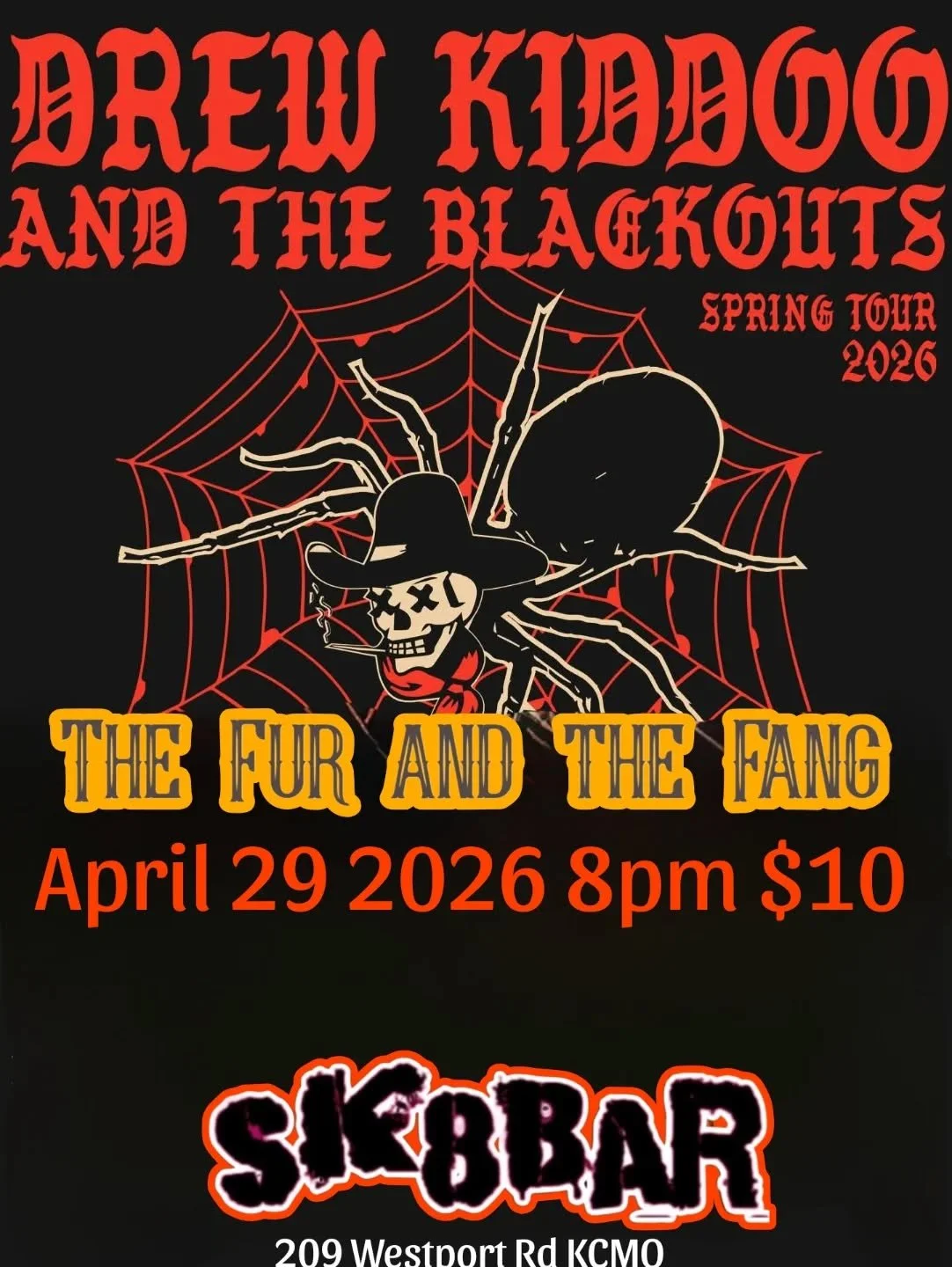 Great upcoming show featuring Drew Kiddoo and the Blackouts with Fur and the Fang April 29th at Sk8bar!! 8pm