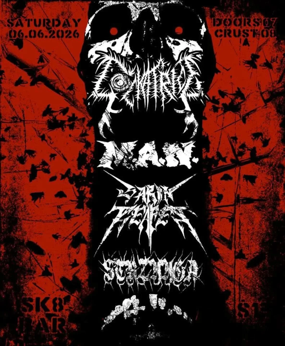 Awesome metal show tonight at Sk8bar!  8pm 
Cockatrice 
Sarin Reaper 
M.A.N
Strzyyga