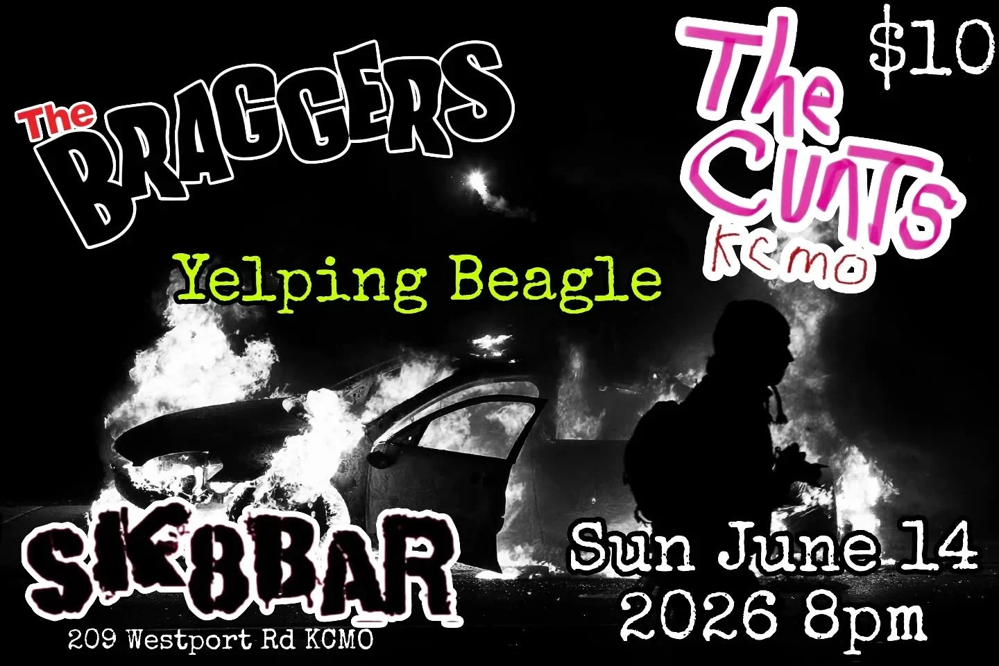 Coming to Sk8bar June 14th!  The Cunts with The Braggers and Yelping Beagle!  8pm