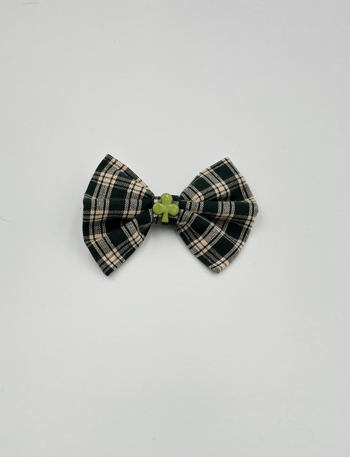 Green Plaid Bowtie with Clover