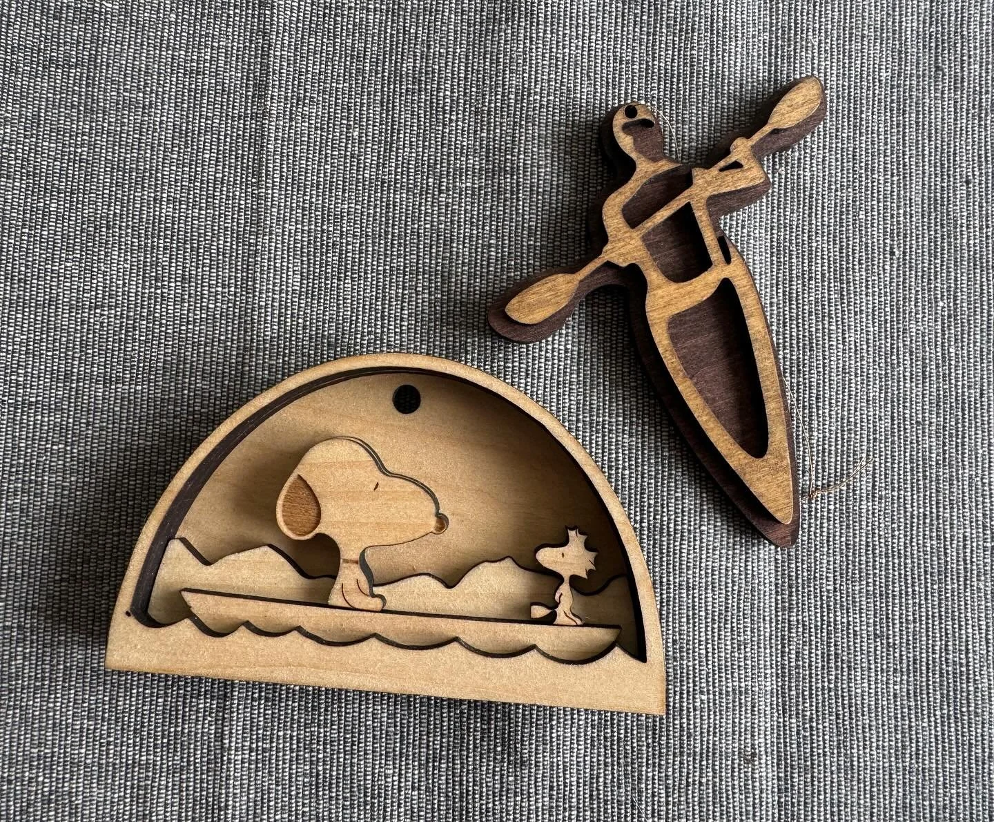 Laser cut Christmas ornaments for my mom and dad <3