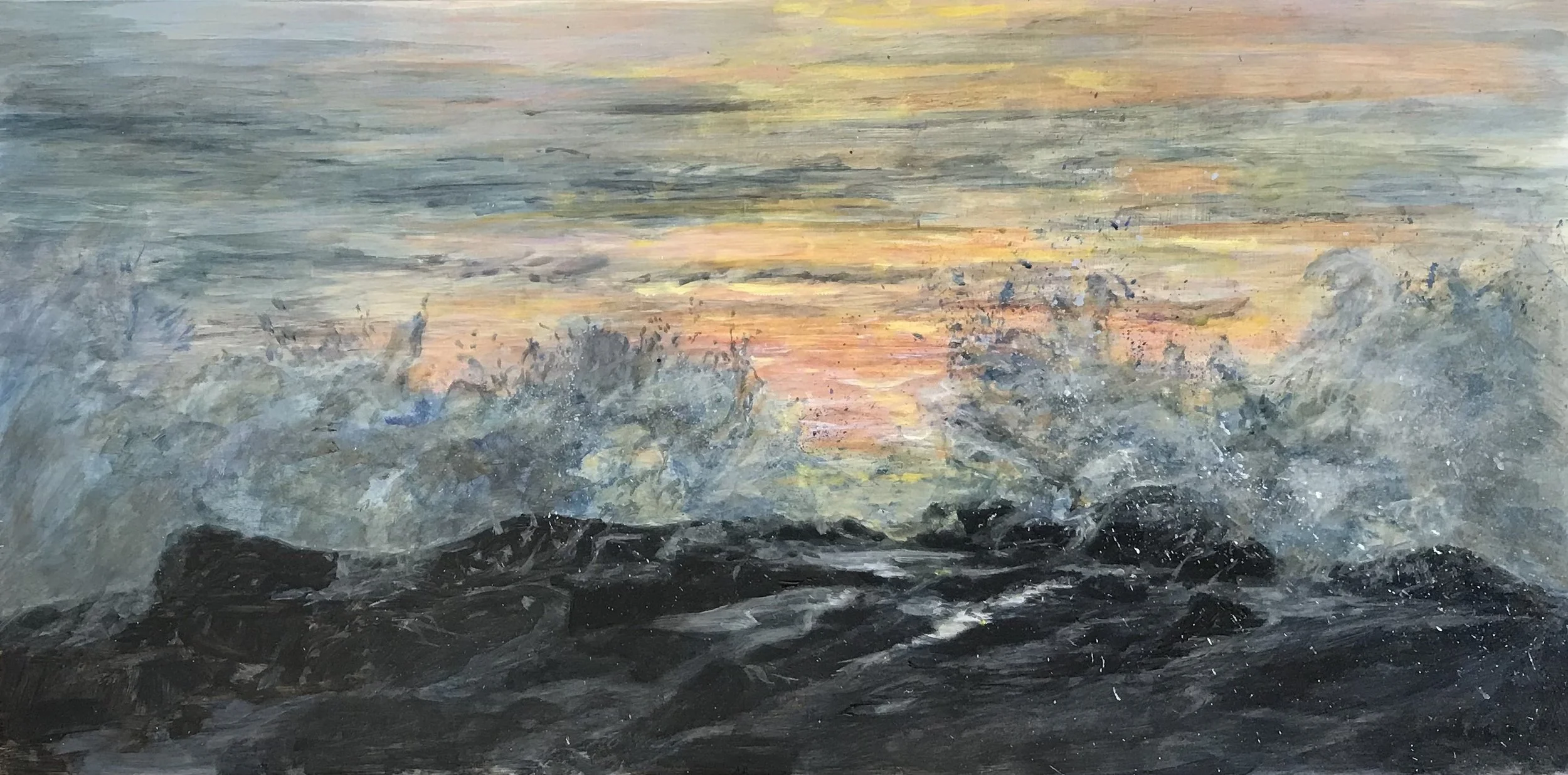 Evening Splash -- 10 x 20" original acrylic painting on birch panel -- $250