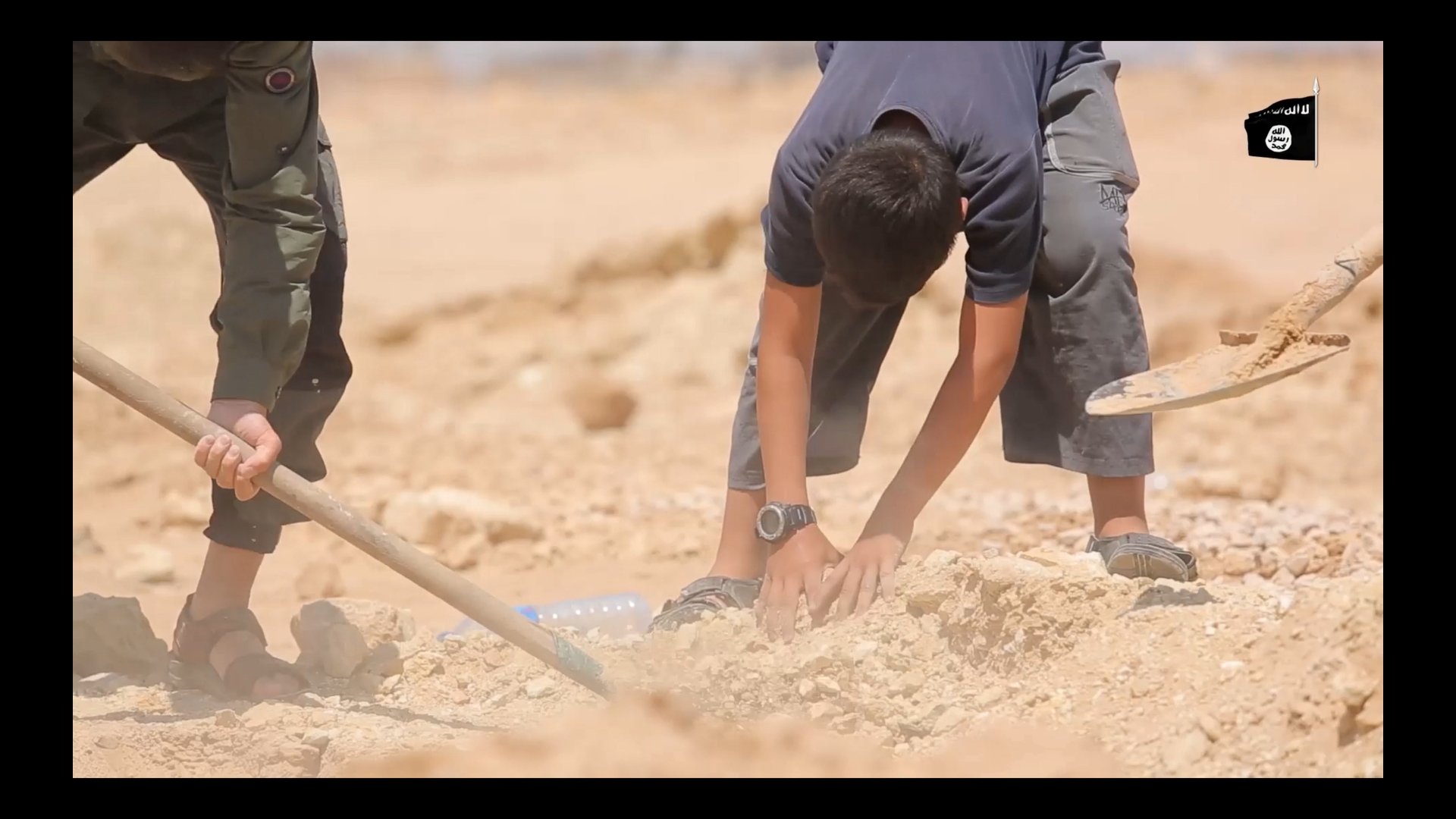 The boys bury their father.