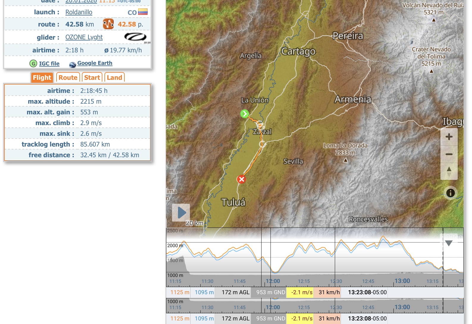 Paragliding low save XContest log.