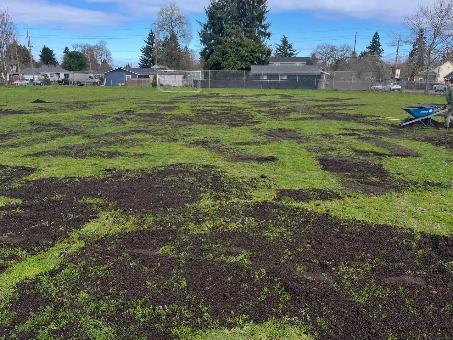 We were filling pot holes and re-seeding the grass field at our school today!!!! Our kids deserve an awesome field to play on. Excited we could make it happen. We love our school!!! #beautification #field #school