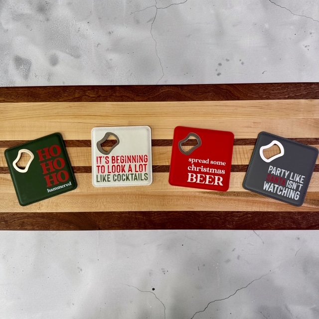 Rugged Bottle Opener Coaster Set