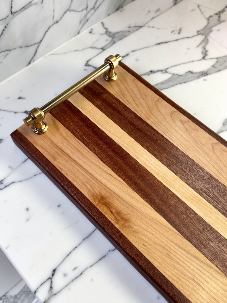 Mahogany and figured maple board with handles