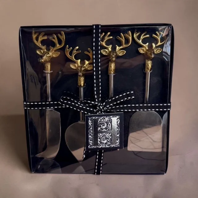 Exquisite Gold Deer Cheese Spreaders Set