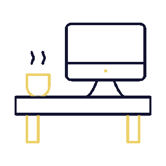 desk with computer for virtual call