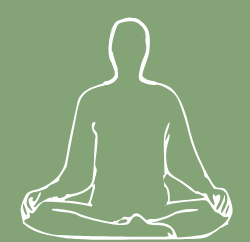 Line drawing of a person sitting cross-legged in a meditation pose
