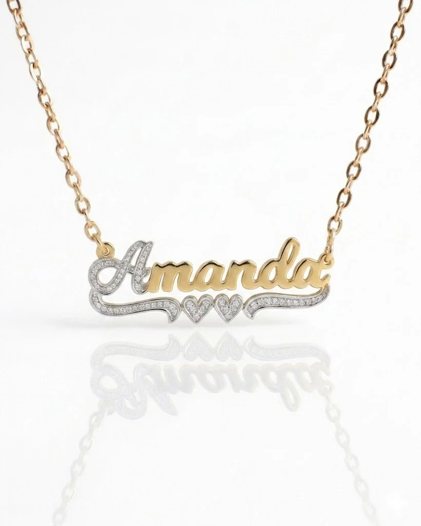 Double Heart Nameplate