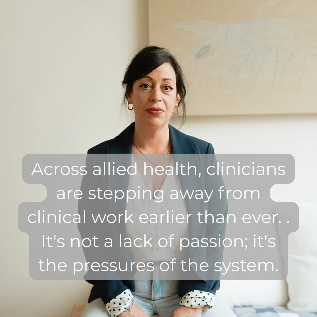 Burnout in allied health isn&rsquo;t just about &ldquo;working too hard.&rdquo;

It&rsquo;s a workplace and industry-wide challenge.

Clinicians are leaving clinical work earlier than ever &ndash; often within the first 5 years. And it&rsquo;s not ju