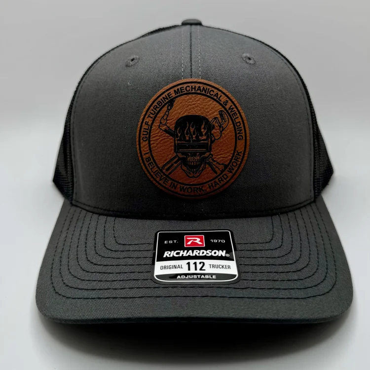 GTS Mechanical and Welding charcoal patch hat with engraved leatherette patch
