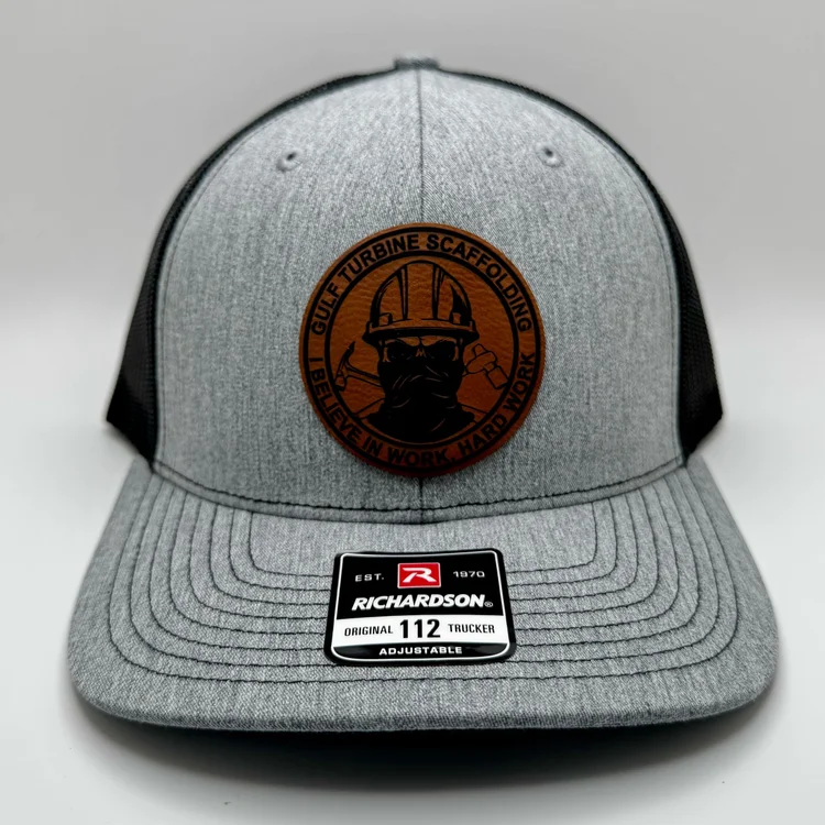 GTS Scaffolding heather gray patch hat with laser-engraved logo