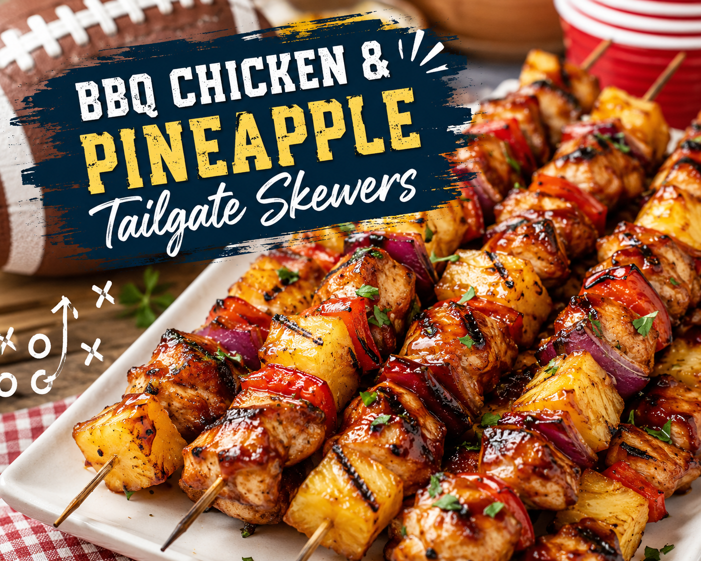 BBQ Chicken &amp; Pineapple Tailgate Skewers