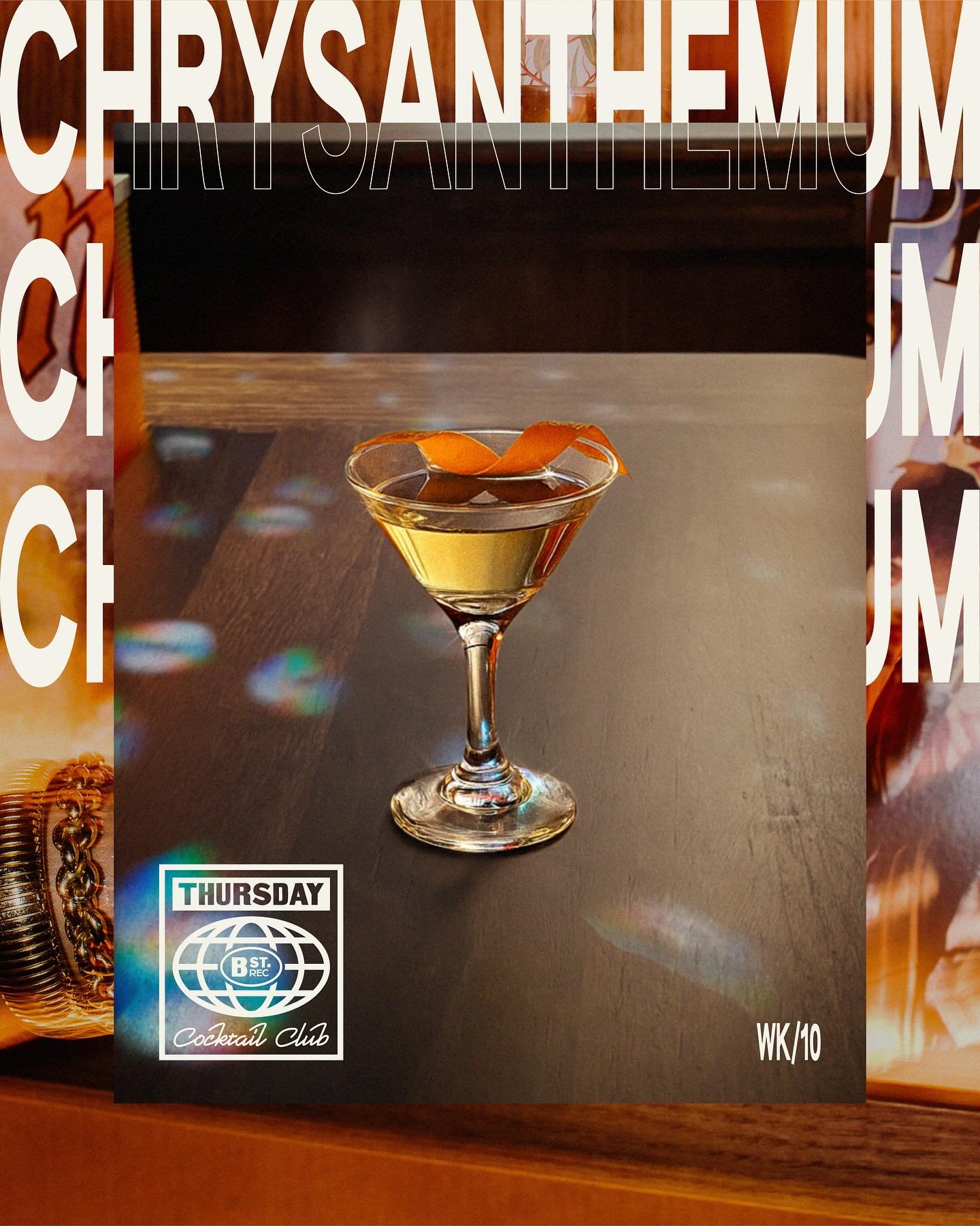 Week ten of Thursday Cocktail Club has been planted and is ready to bloom.

This round, we&rsquo;re paying tribute to the power of flowers with a new trio of $15 classics:

Chrysanthemum
Vermouth, benedictine, absinthe. Simple. Sophisticated. Herbal.