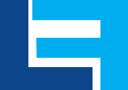 A digital graphic with a black background and blue geometric shapes forming an abstract pattern.