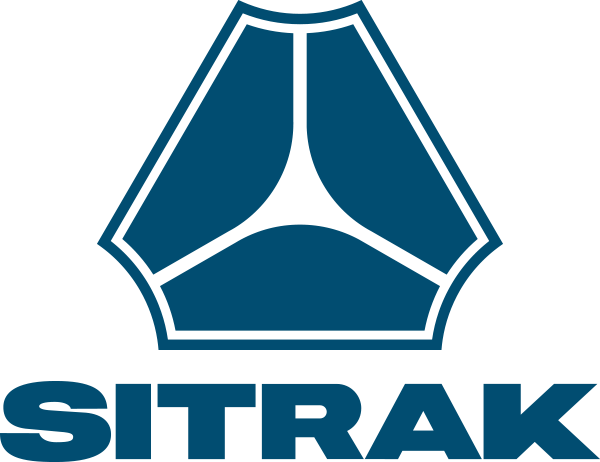 The logo features a stylized, graphic depiction of a fountain pen nib above the word "SITRAK" in bold, uppercase letters.