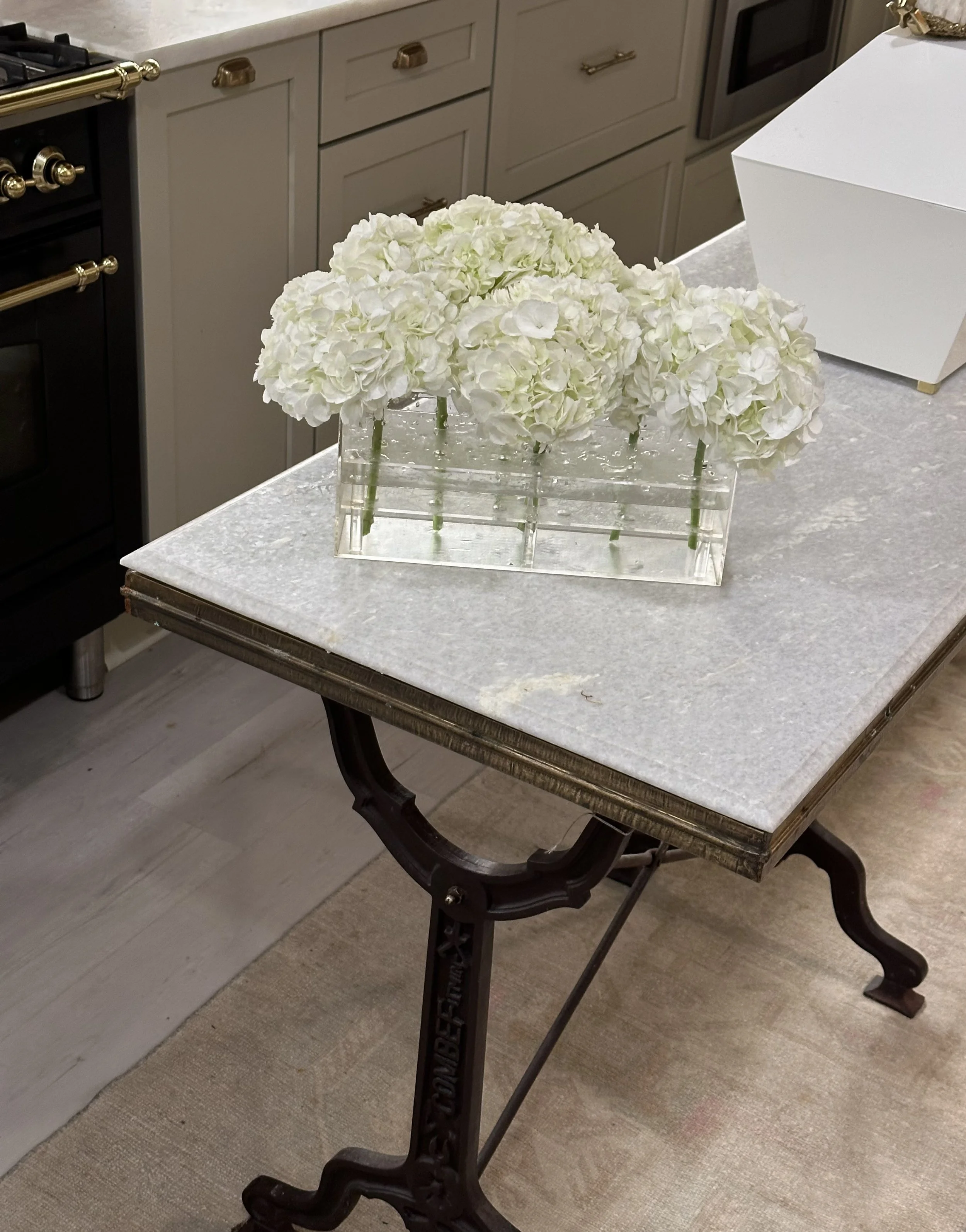 Cast Iron & Marble Top French Bistro Table
