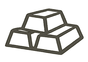 A stack of three gold bars.